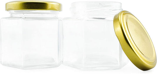4oz Hexagon Glass Jars (Choose 12 or 24 Pack)