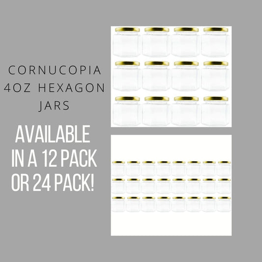 4oz Hexagon Glass Jars (Choose 12 or 24 Pack) - 4ozHex