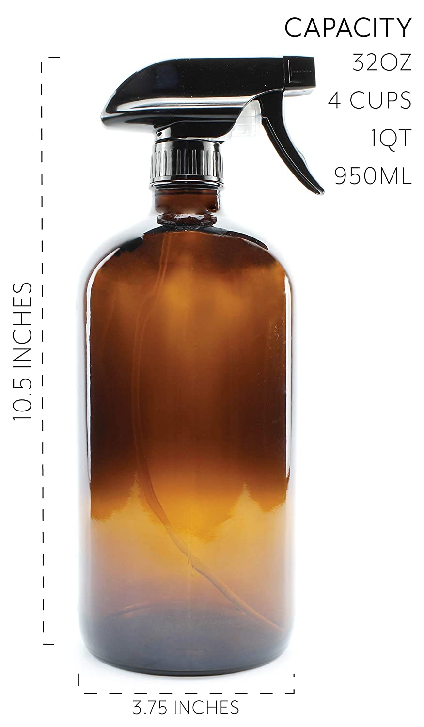 32oz Amber Glass Spray Bottles w/ Mist & Stream Sprayers (16-Pack) - SH_1141_CASE