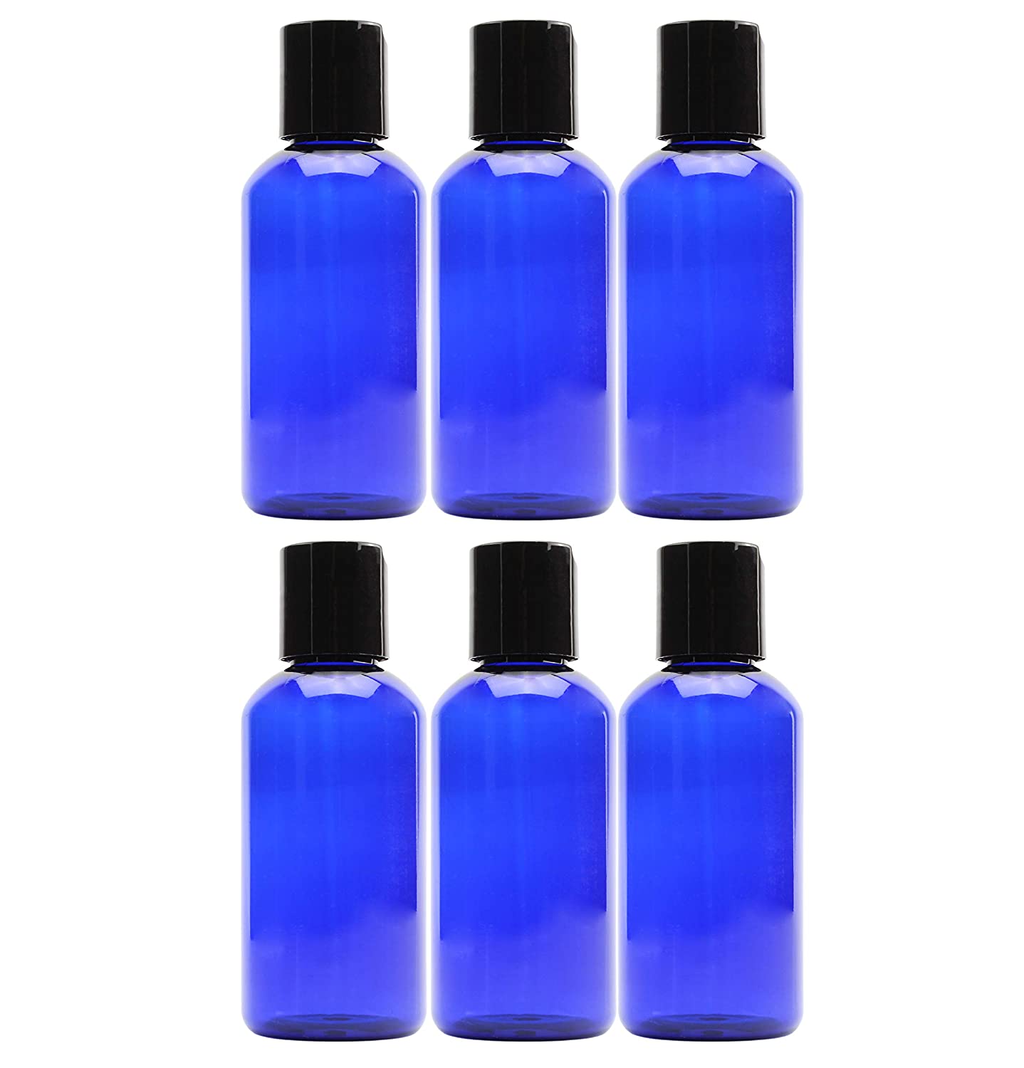 4oz Empty Cobalt Blue Plastic Squeeze Bottles with Disc Top Flip Cap (120 pack) - SH_1414_BUNDLE