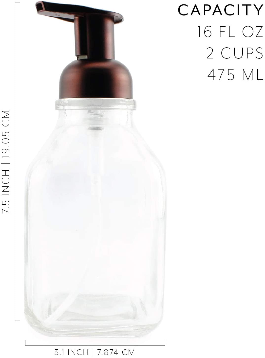 16oz Square Glass Foaming Soap Dispensers (24-Pack) - SH_1453_CASE