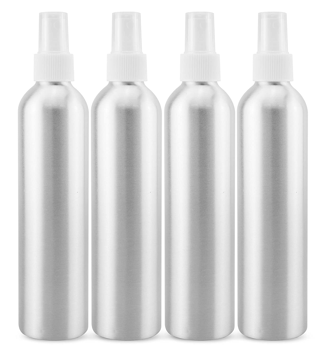 8oz Aluminum Fine Mist Spray Bottles w/ Atomizers (120-Pack, w/White Caps)
