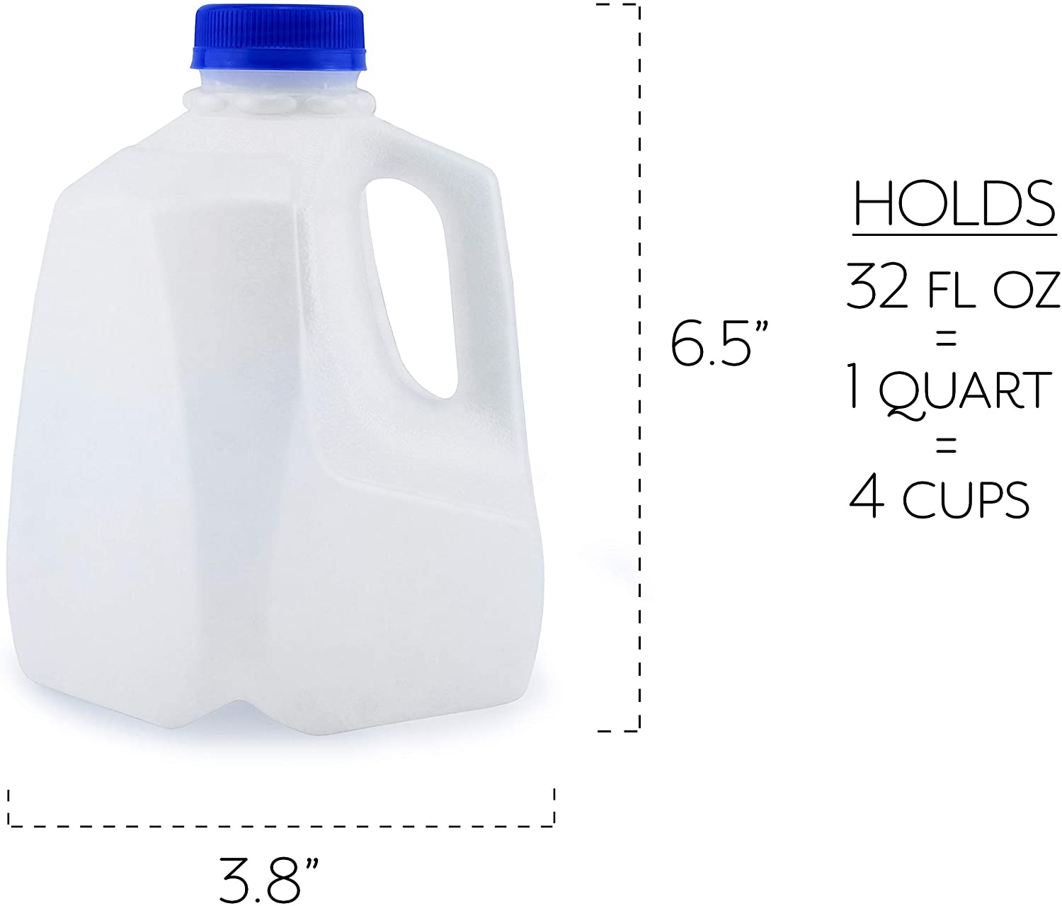 Cornucopia Brands 32oz Plastic Jugs 72 Pack 1 Quart 32 Ounce Bottles With Caps For Juice 0956