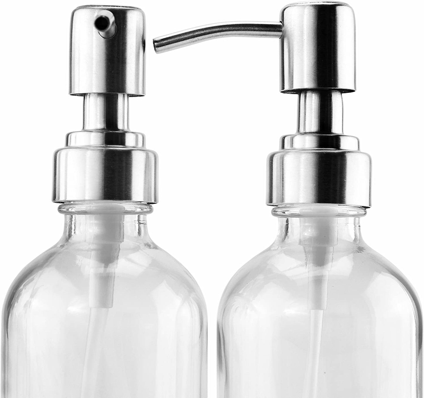 8oz Clear Glass Bottles w/ Stainless Steel Pumps (24-Pack) - SH_899_BUNDLE