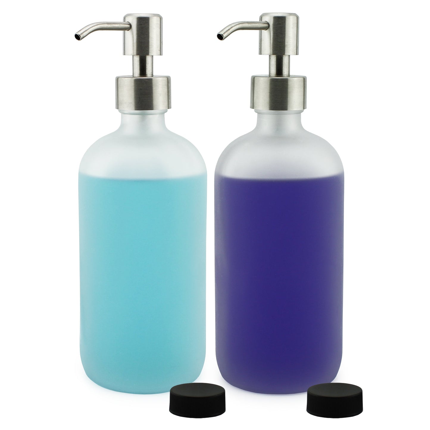 Frosted Glass Soap Dispenser w/Stainless Steel Pumps (Case of 40) - SH_1497_CASE