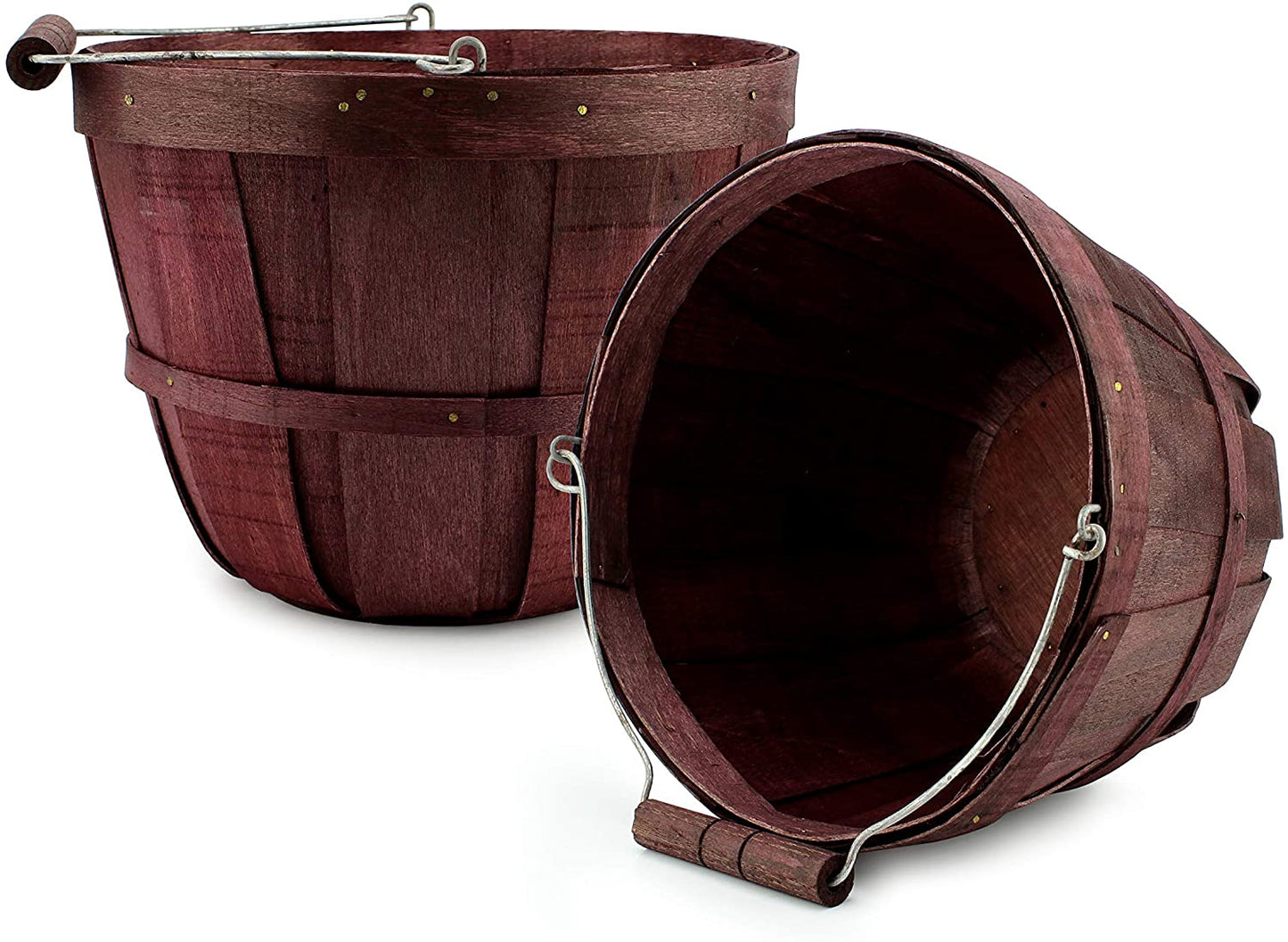 Round Wooden Baskets (2-Pack, Dark Brown)