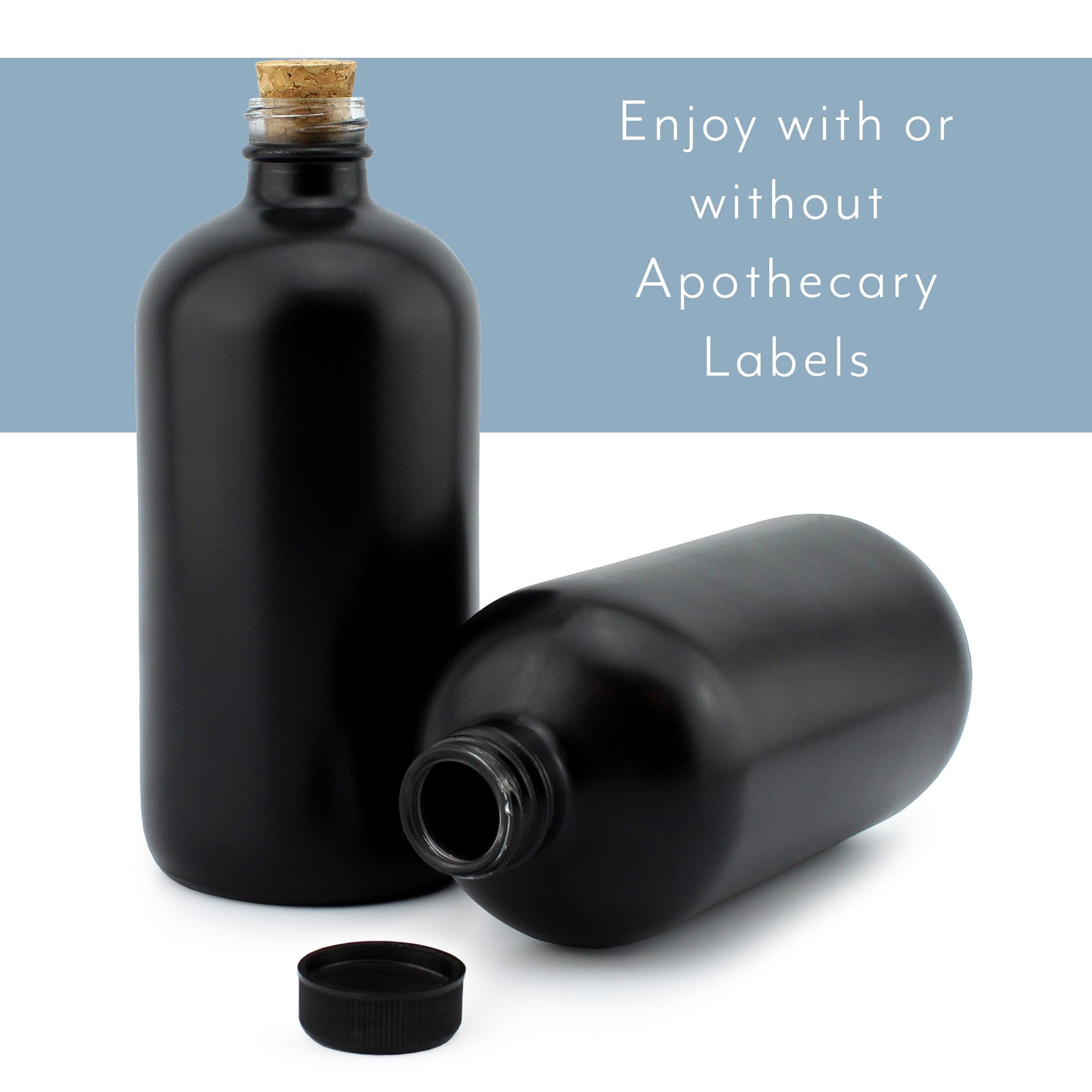 Black 16oz Glass Apothecary Bottles (3-Pack) - sh1471cb0