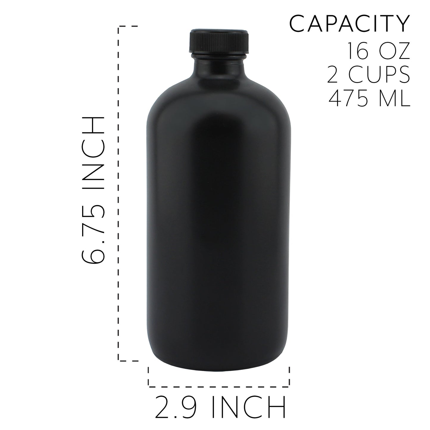 Black 16oz Glass Apothecary Bottles (Case of 18 Sets) - SH_1471_CASE