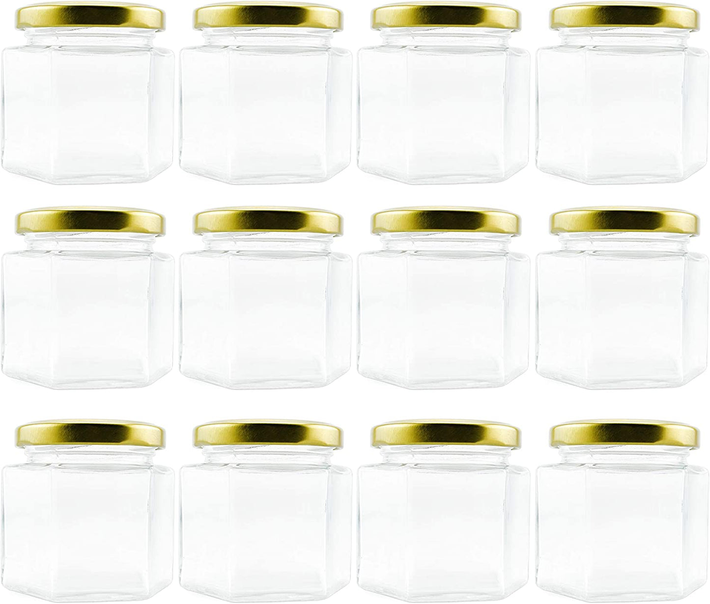 4oz Hexagon Glass Jars (Choose 12 or 24 Pack)