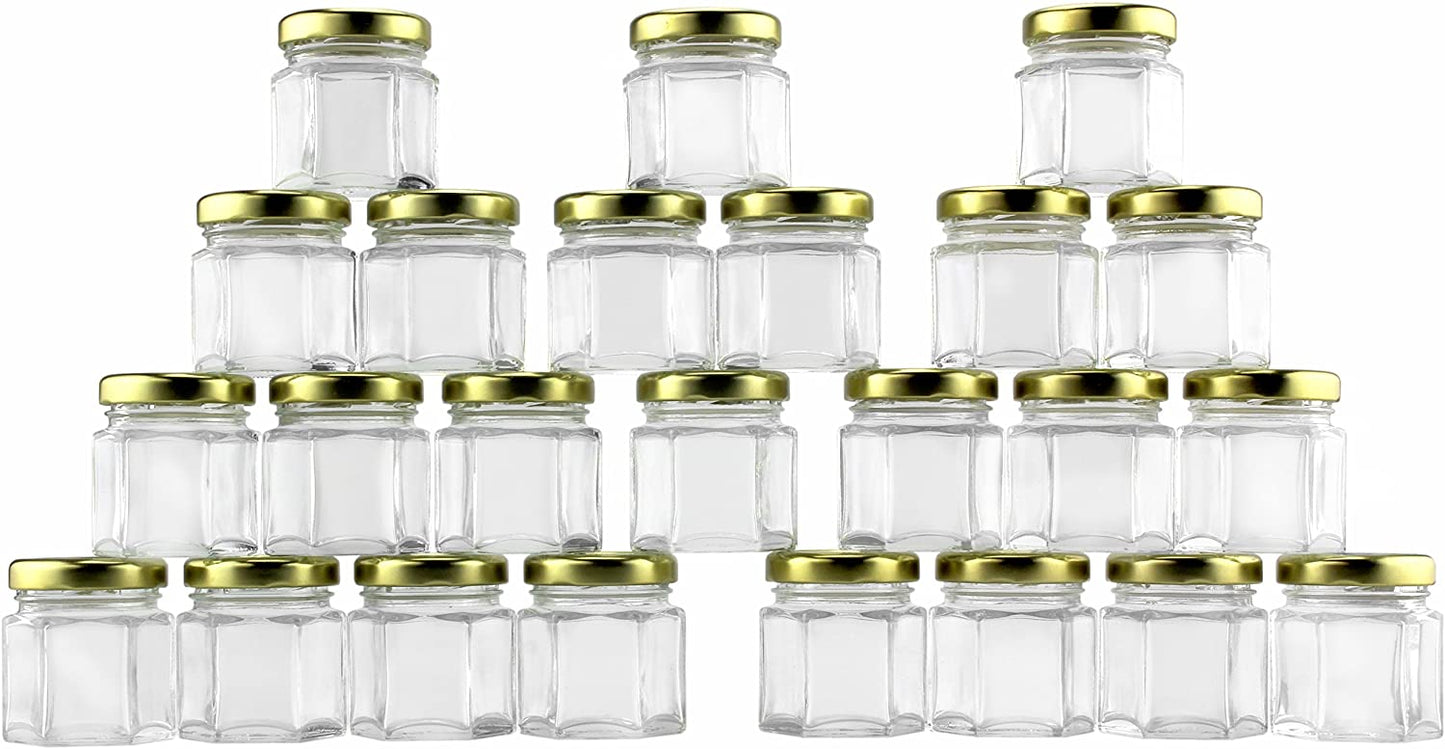 Mini Hexagon Glass Jars, 1.5oz Hex Jars