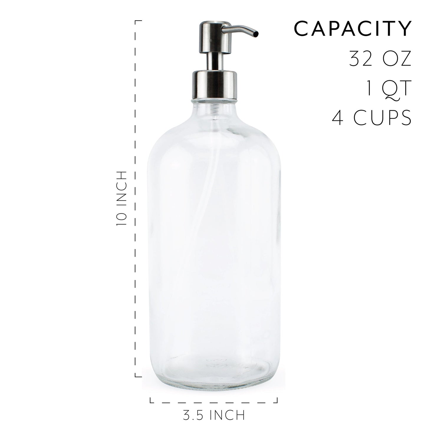 32oz Clear Glass Pump Bottles (Case of 20) - SH_1541_CASE