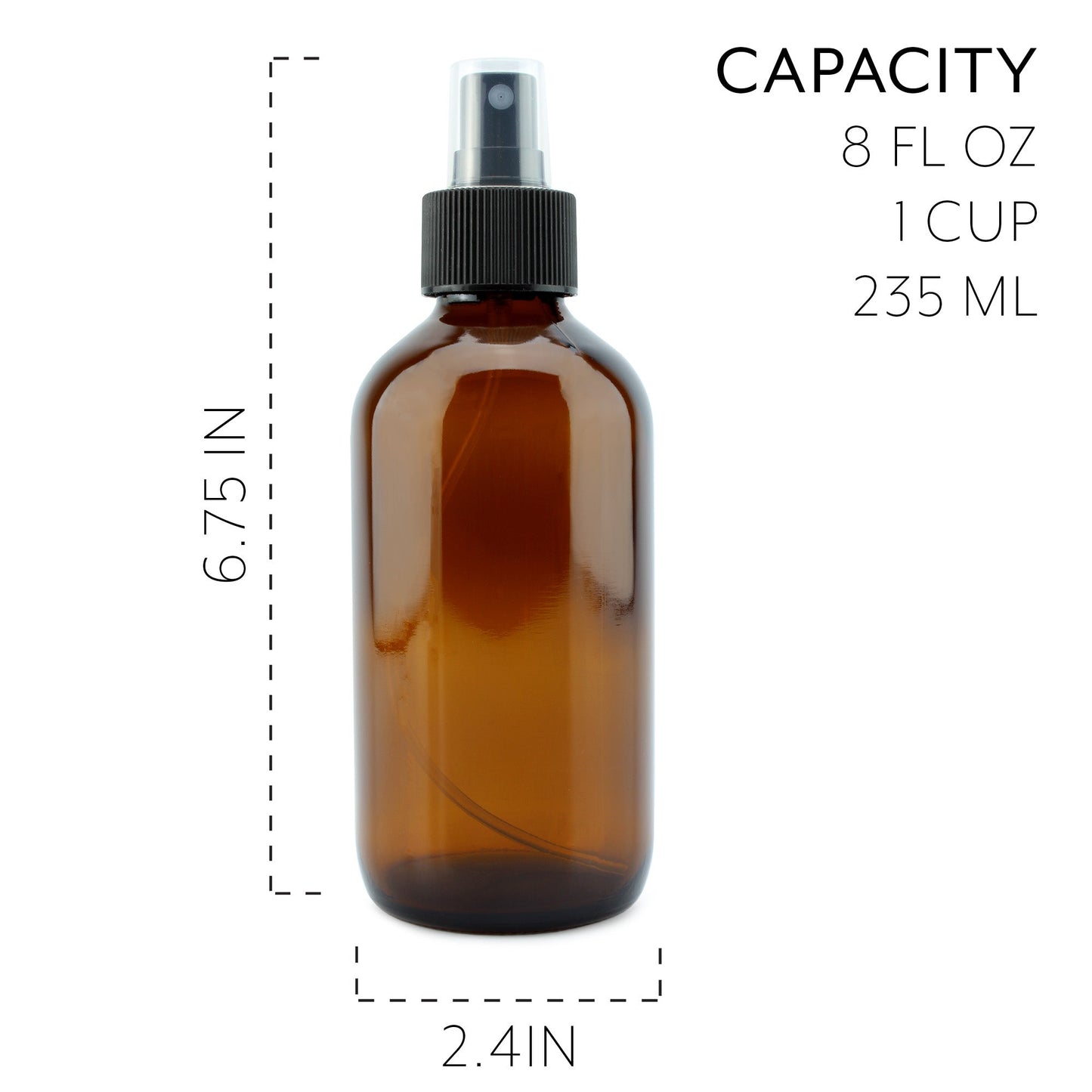 8oz Amber Glass Fine Mist Spray Bottles (4-Pack) - sh1578cb0tbs