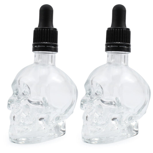Skull Glass Dropper Bottles (2-Pack, 2oz, Clear) - sh1625tbscb0