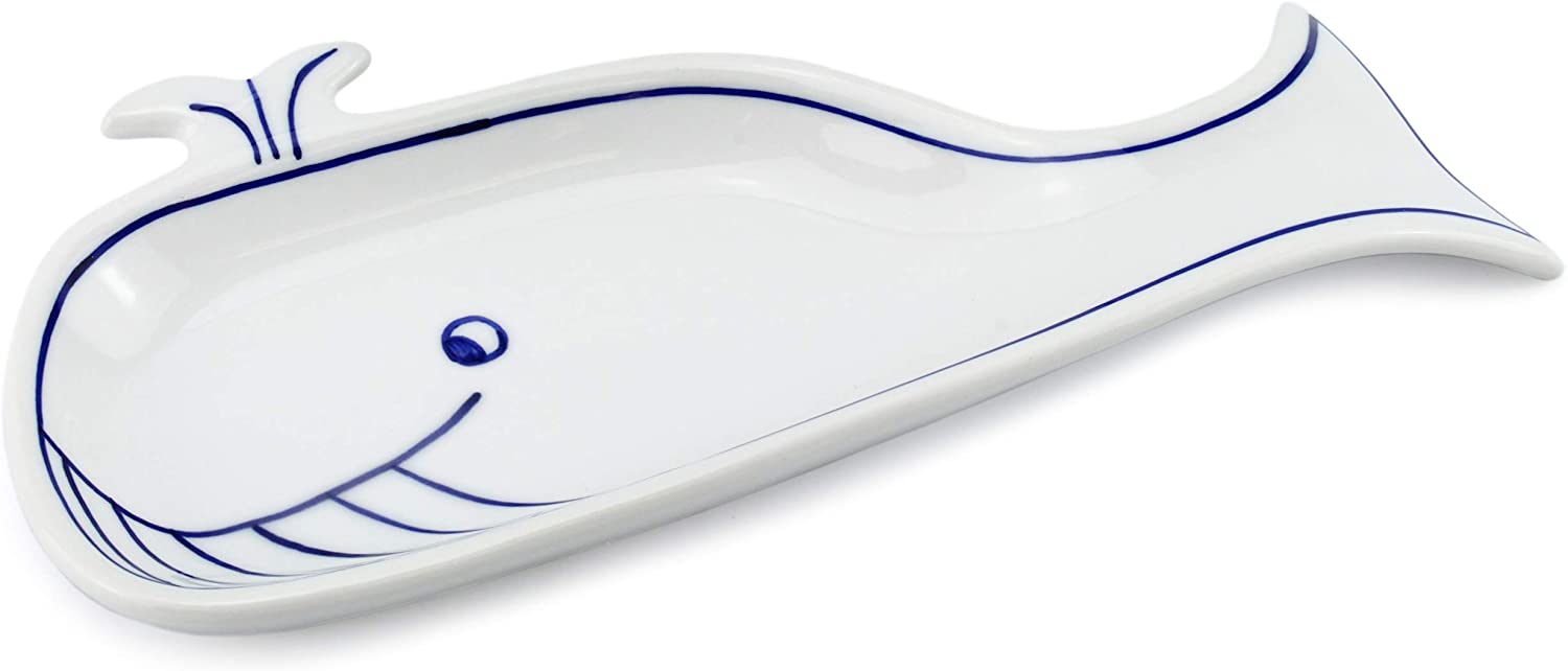 Whale Spoon Rest; Blue and White Ceramic - sh1631cb0Whl