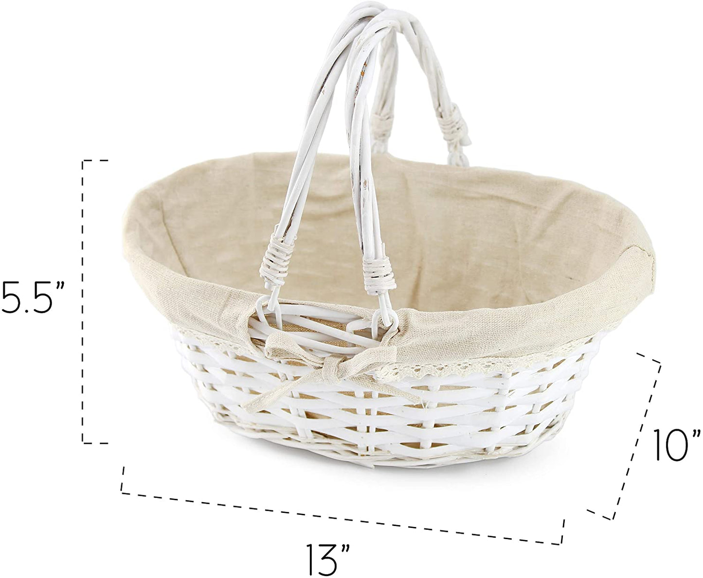 Wicker Basket with Handles (White-Painted, Case of 20) - SH_1645_CASE