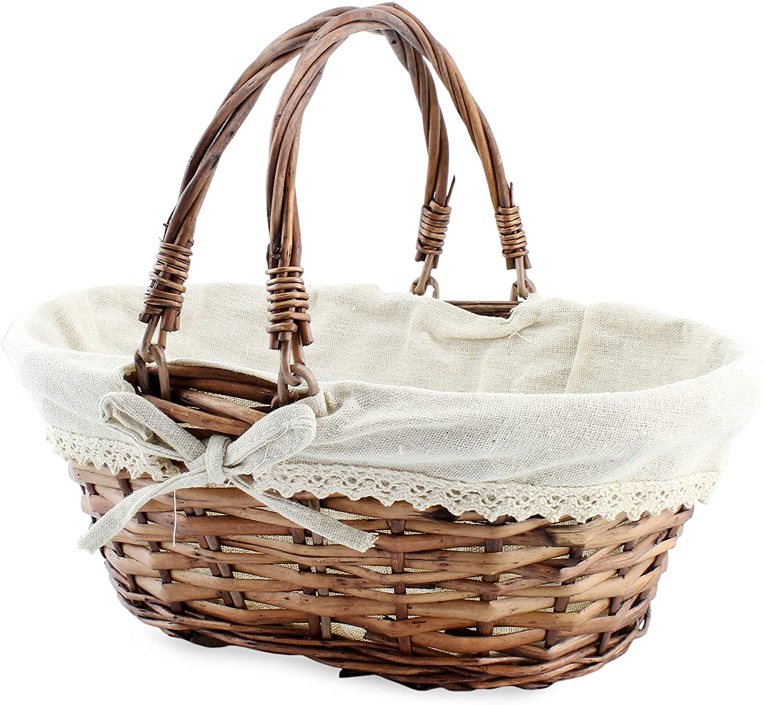 Wicker Basket with Handles (Reddish Brown) - sh1740cb0Bskt