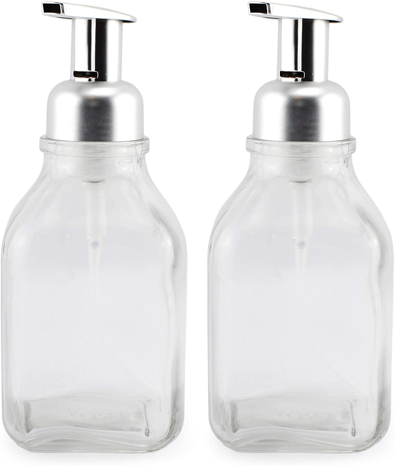 16oz Square Glass Foaming Soap Dispensers (2-Pack)