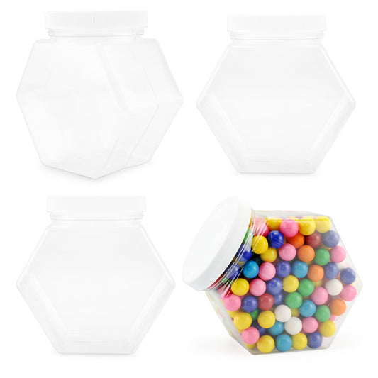 Plastic Hexagon Shaped Jars (Case of 96) - SH_1950_CASE
