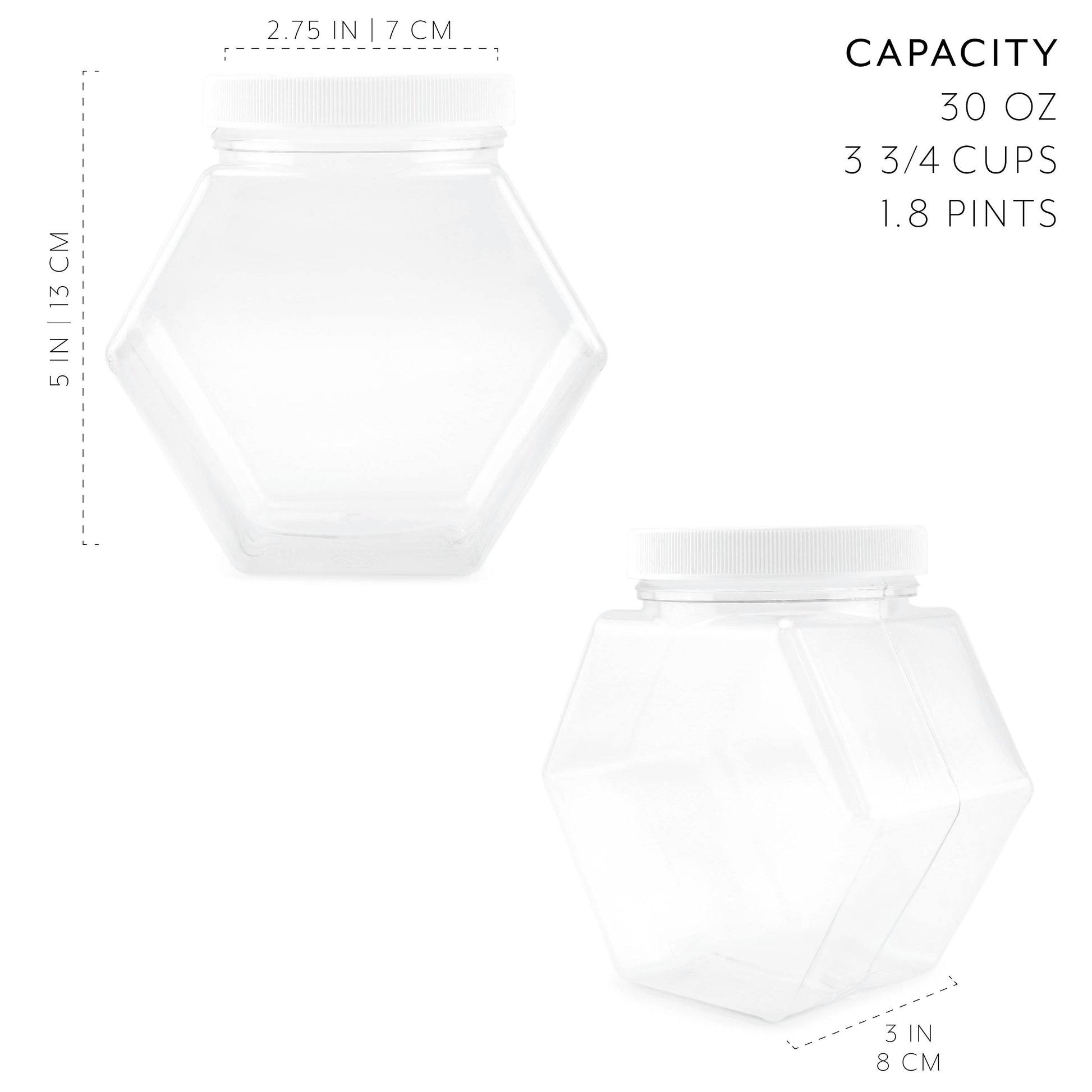 Plastic Hexagon Shaped Jars (Case of 96) - SH_1950_CASE