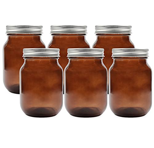Amber Glass Mason Jars (6-Pack, Pint Size) - sh1820cb0Amber