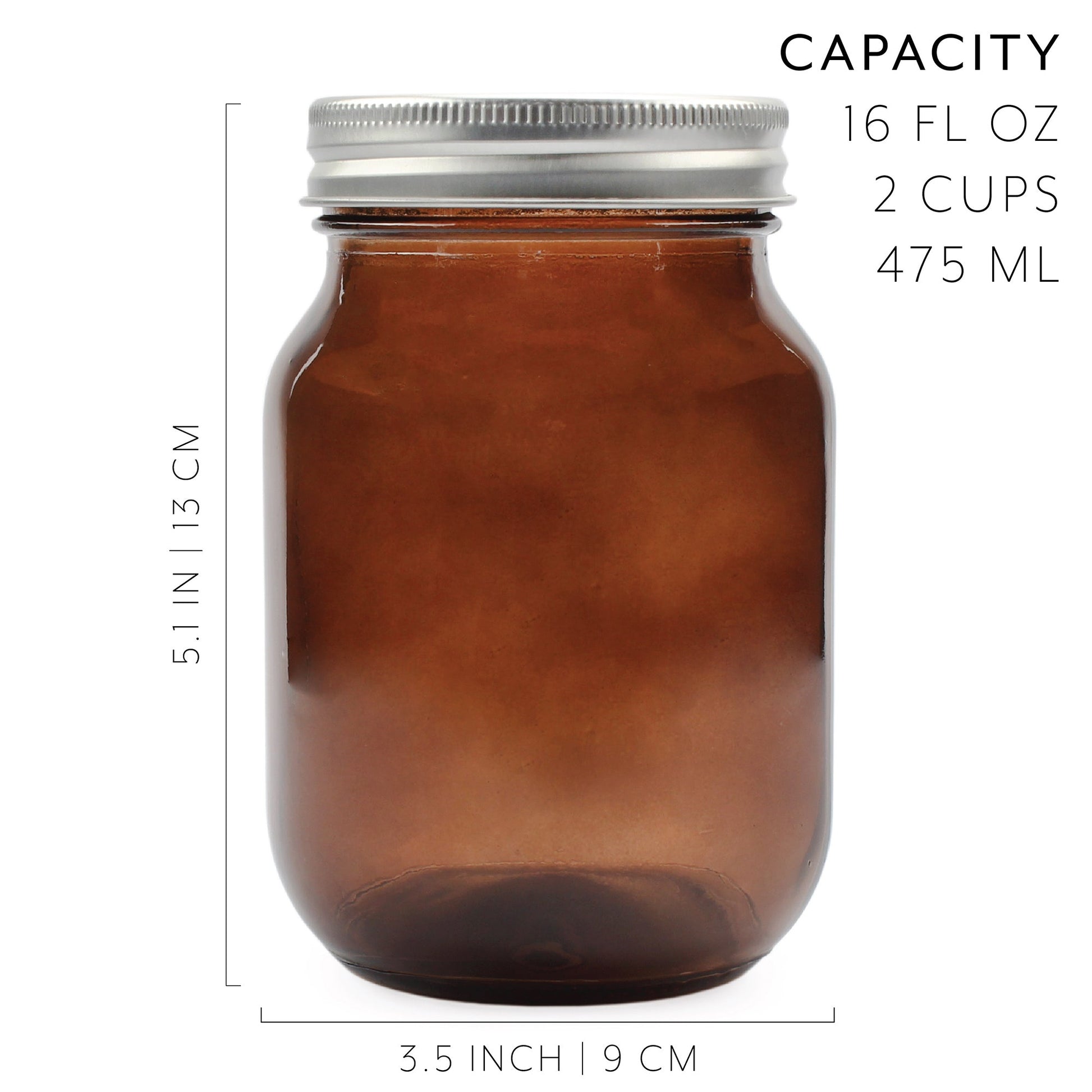Amber Glass Mason Jars (Pint Size, Case of 48) - SH_1820_CASE