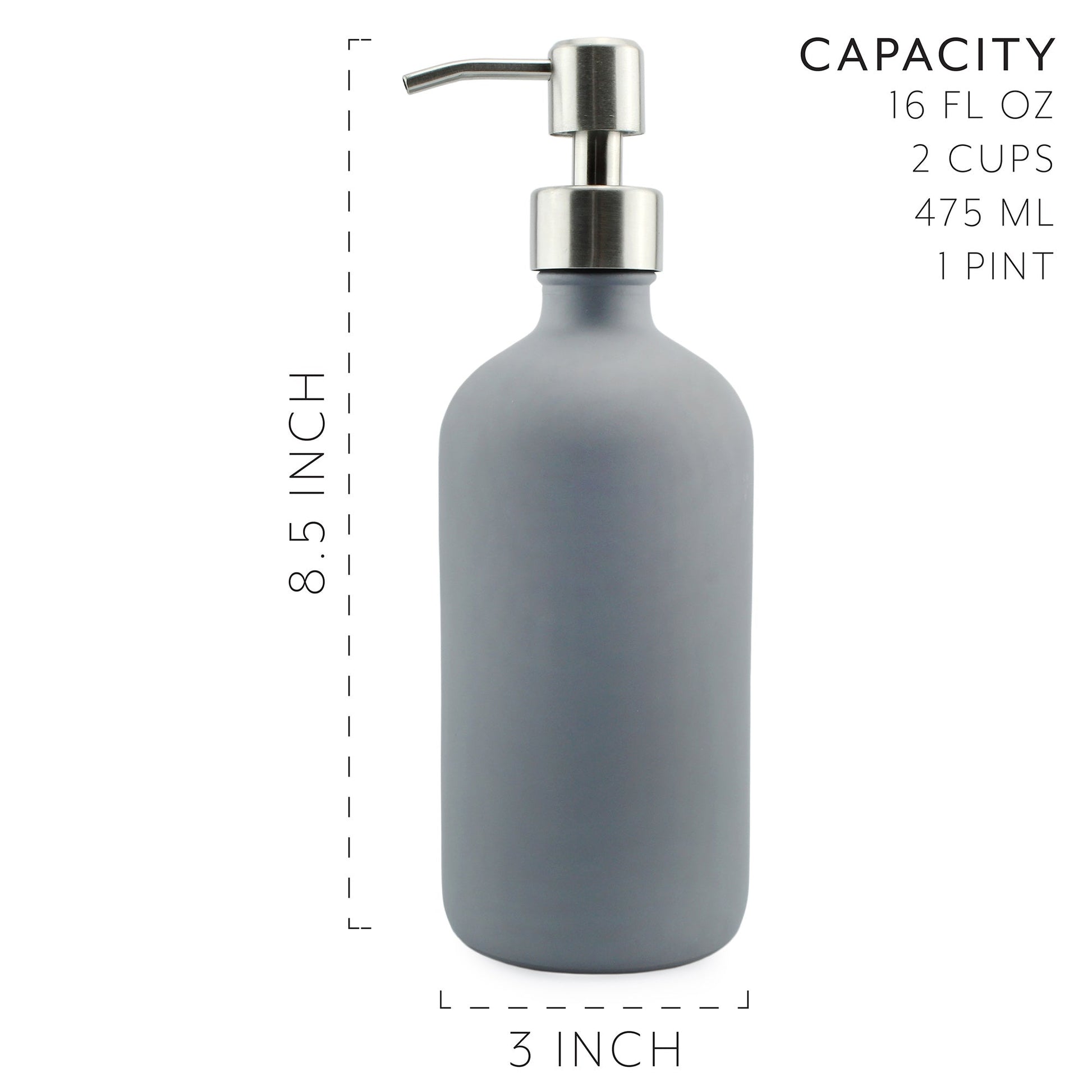 16oz Gray Pump Bottles (2-Pack) - sh1832cb0GRAY