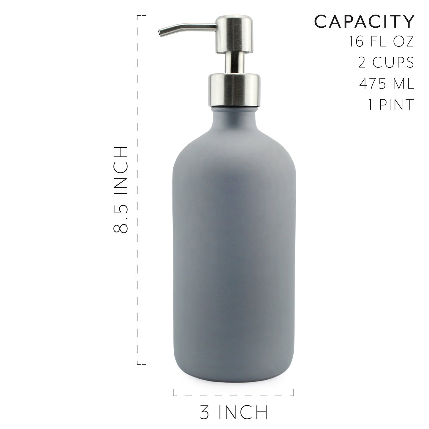 16oz Gray Pump Bottles (Case of 40) - SH_1832_CASE