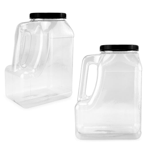 Clear Plastic Gallon Jar with Handle and Airtight Lid (2-Pack)