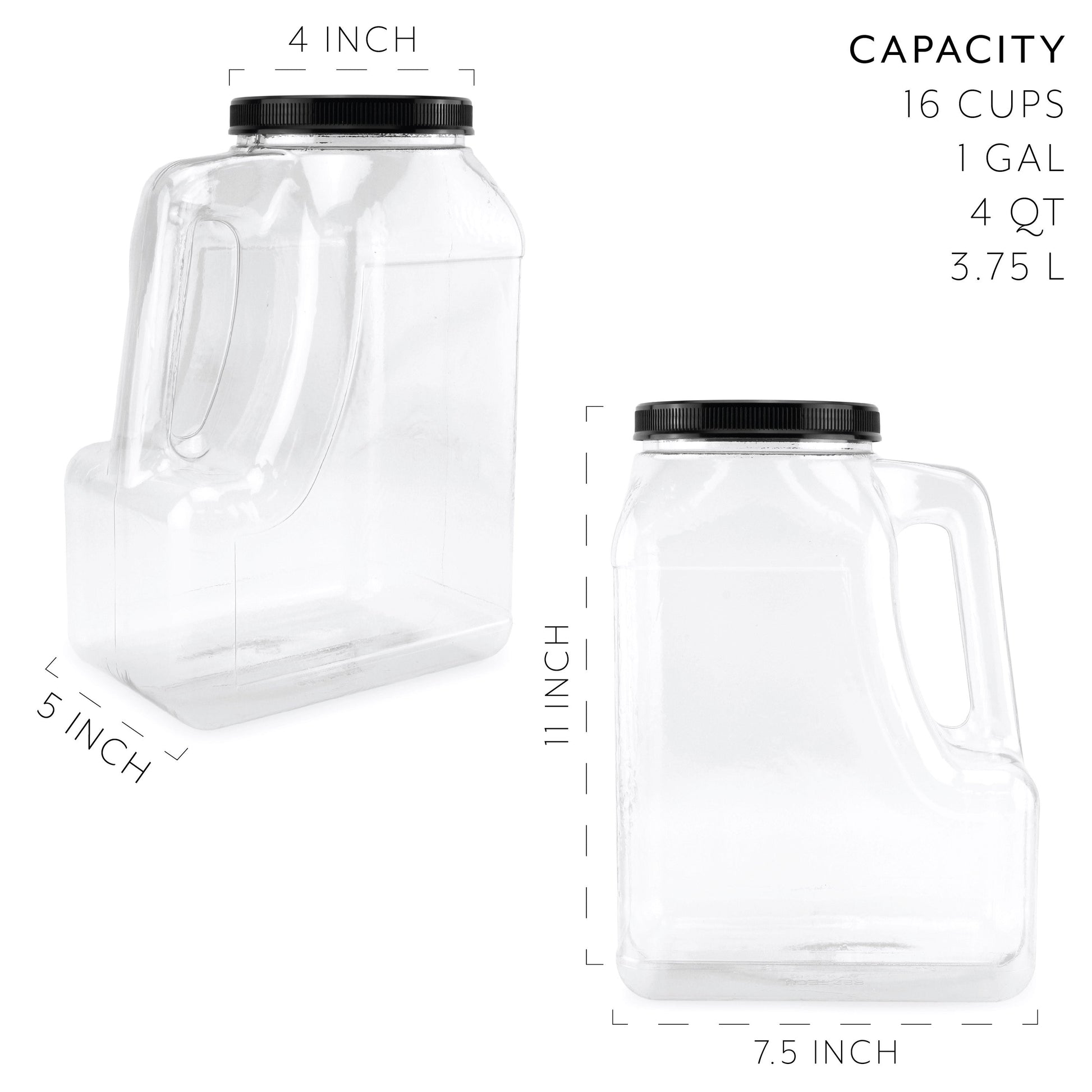 Clear Plastic Gallon Jar with Handle and Airtight Lid (2-Pack) - CBKit012