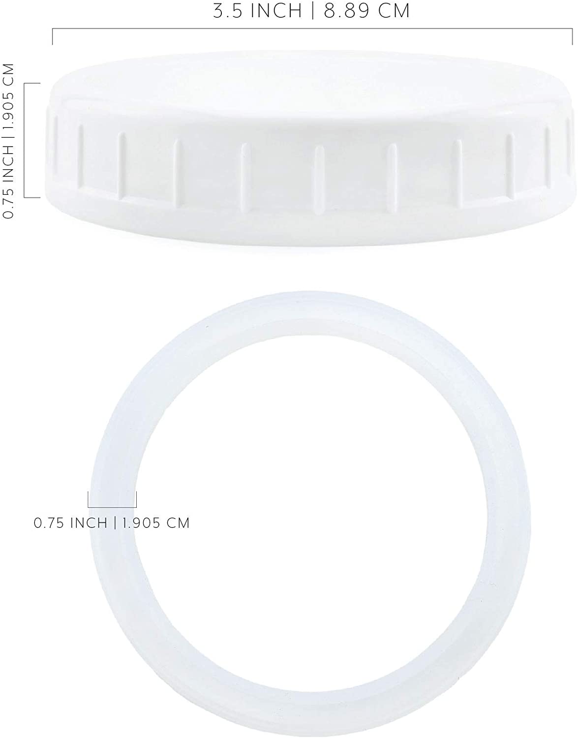 Wide Mouth Plastic Mason Jar Lids Unlined White Ribbed Lids