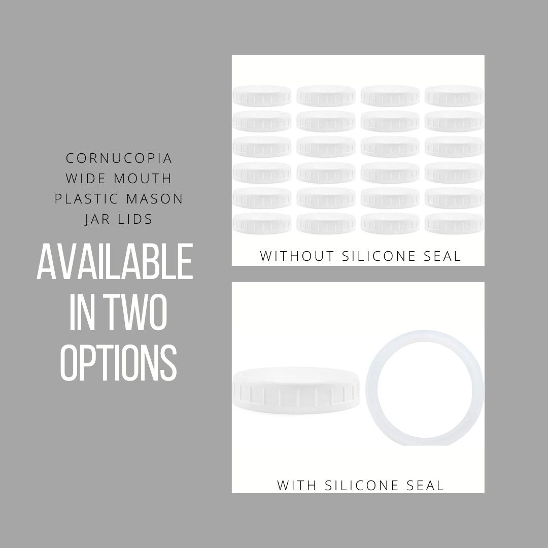 Wide Mouth Plastic Mason Jar Lids w/ Silicone Seal Rings (Case of 576) - SH_1876_CASE