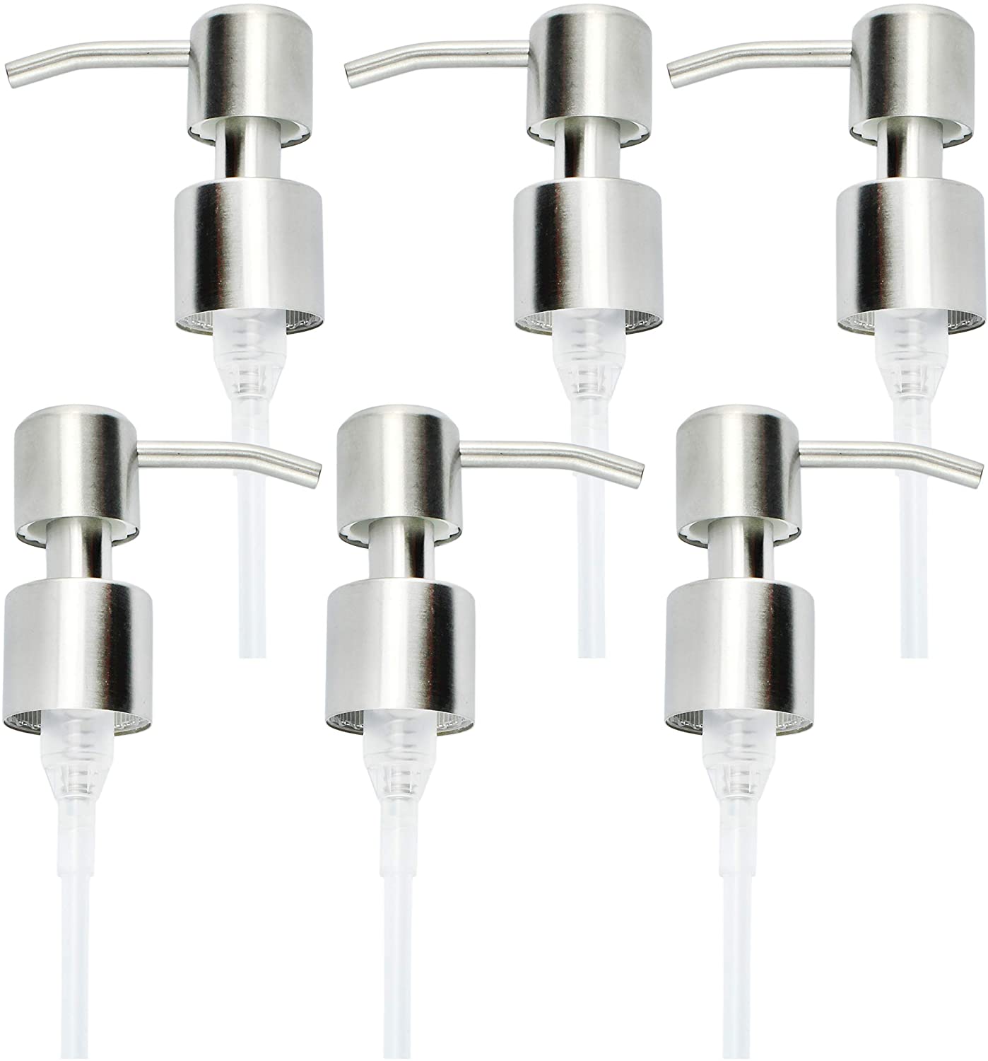 Replacement Lotion Pump Parts, 24mm (6 Pack, Brushed Silver) - sh1880cb024mm