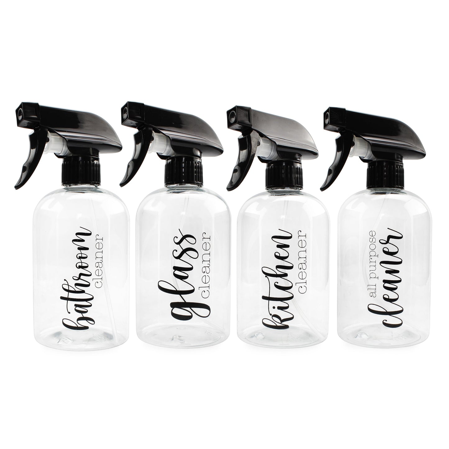 Plastic Cleaning Spray Bottles with Labels (Set of 4) - sh2024cb0