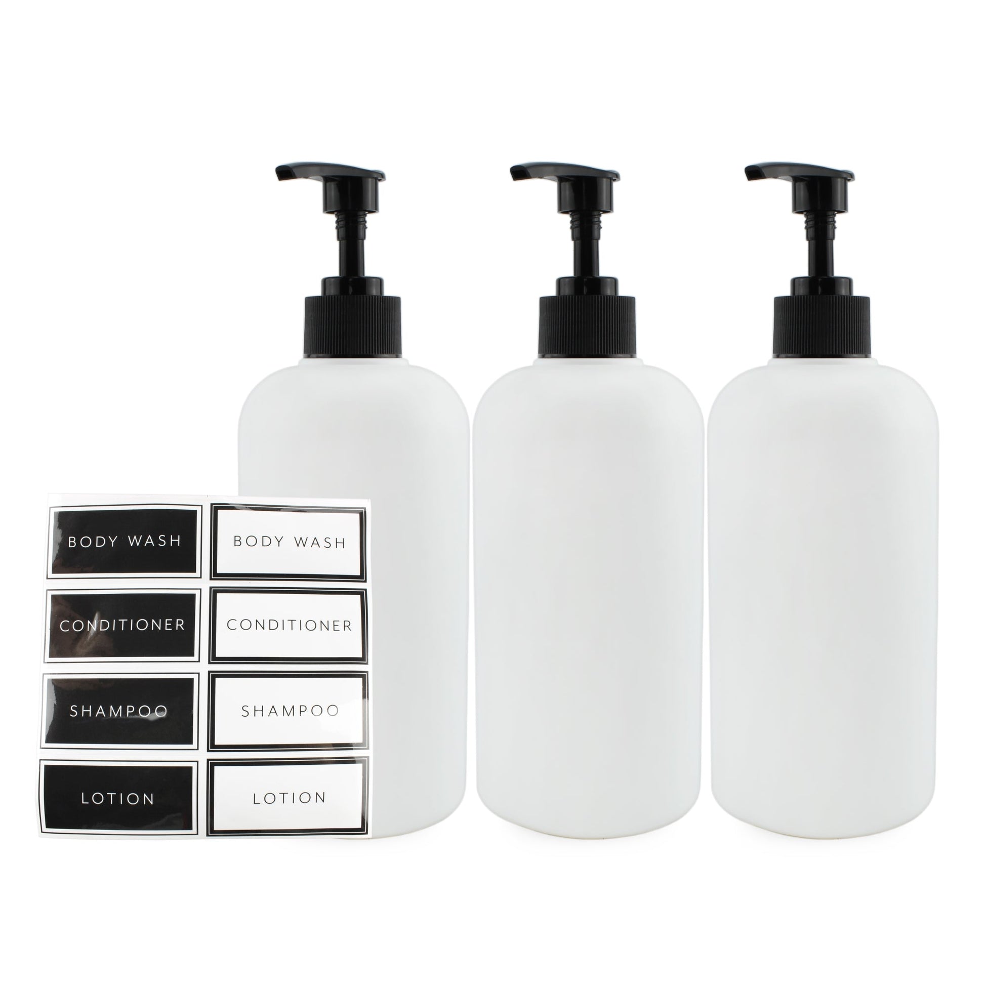 Shower Pump Bottles (Set of 3, 16-Ounce) - sh2055cb0