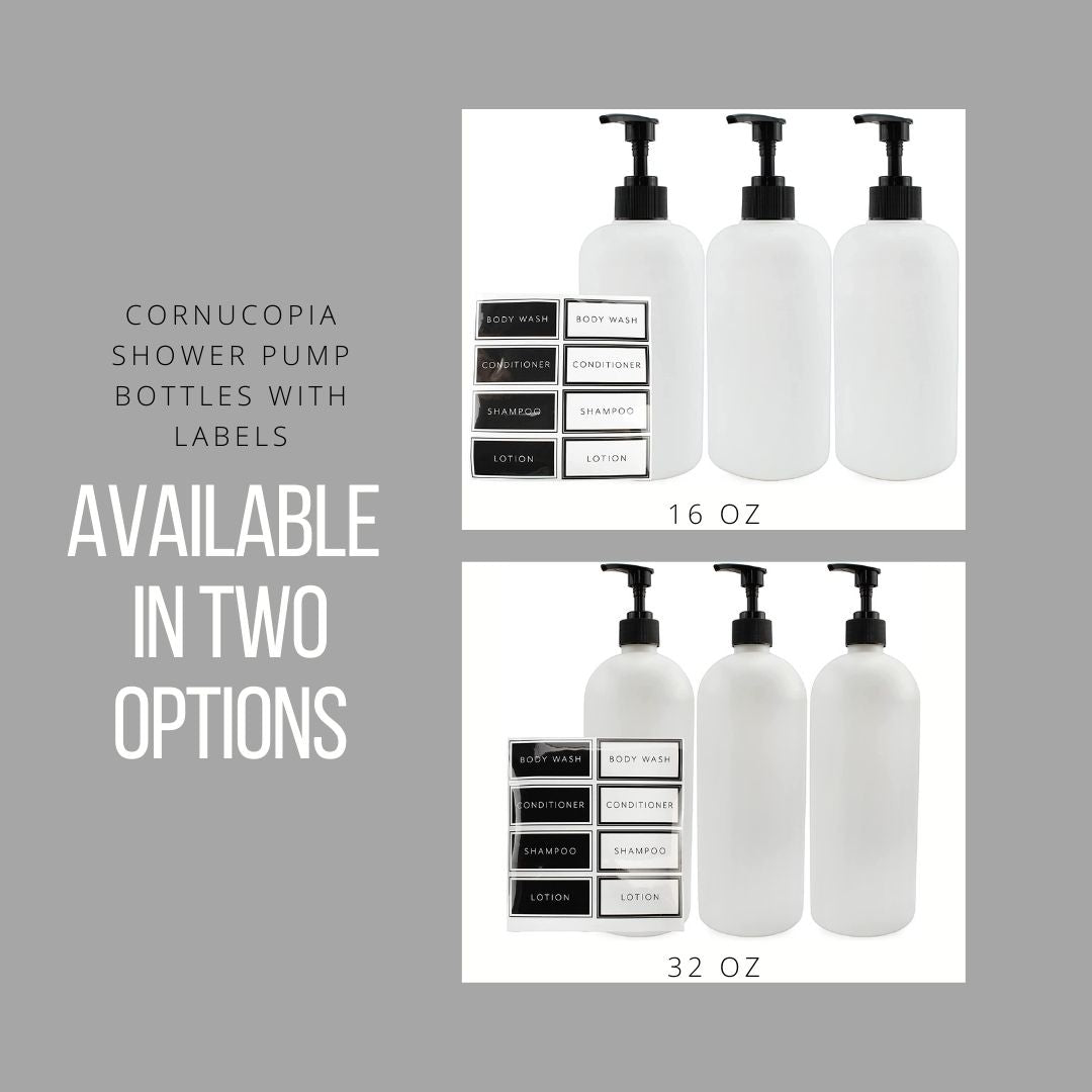 Shower Pump Bottles (Set of 3, 32-Ounce) - sh2056cb0