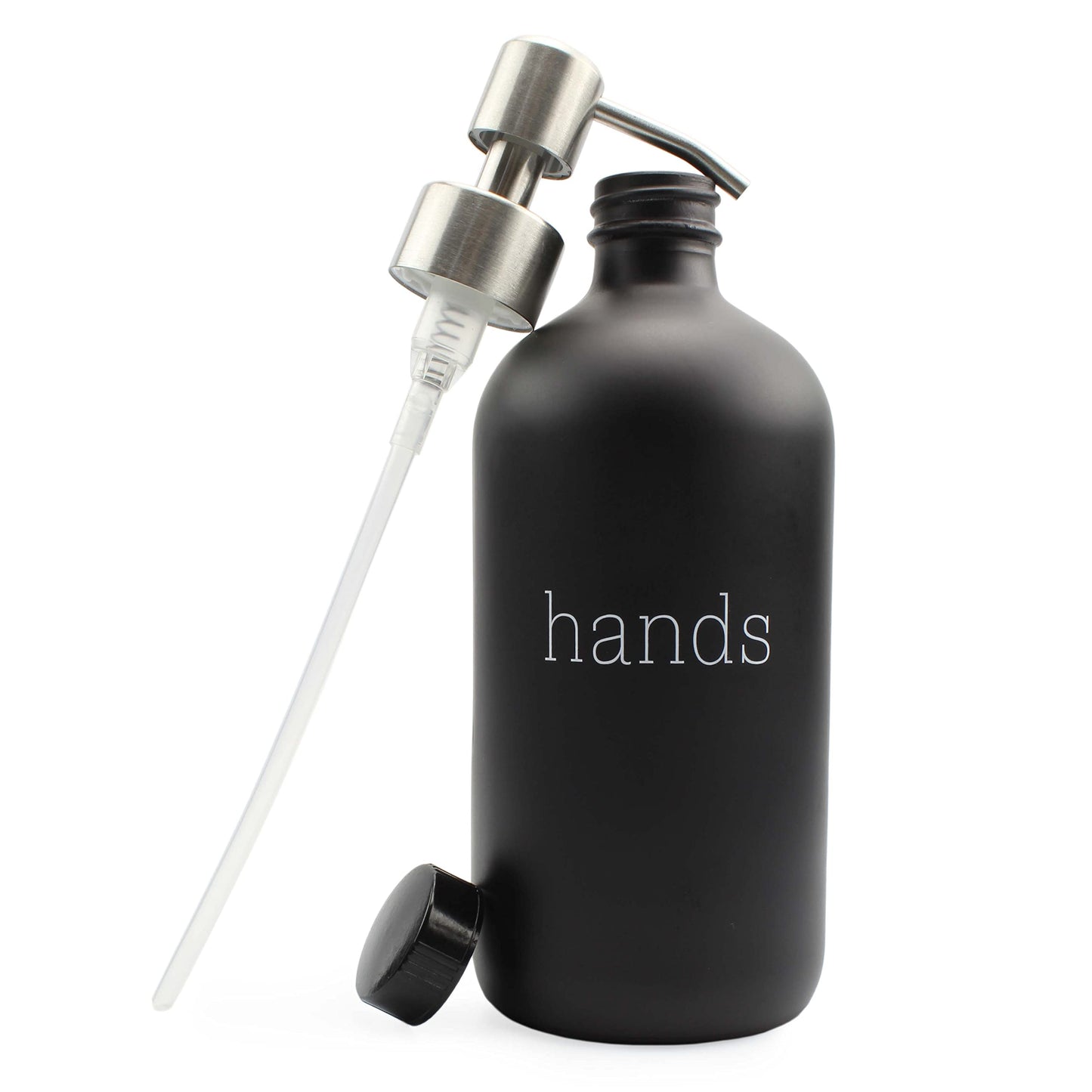 16oz Hands Dishes Pump Bottles (Black, Set of 2)