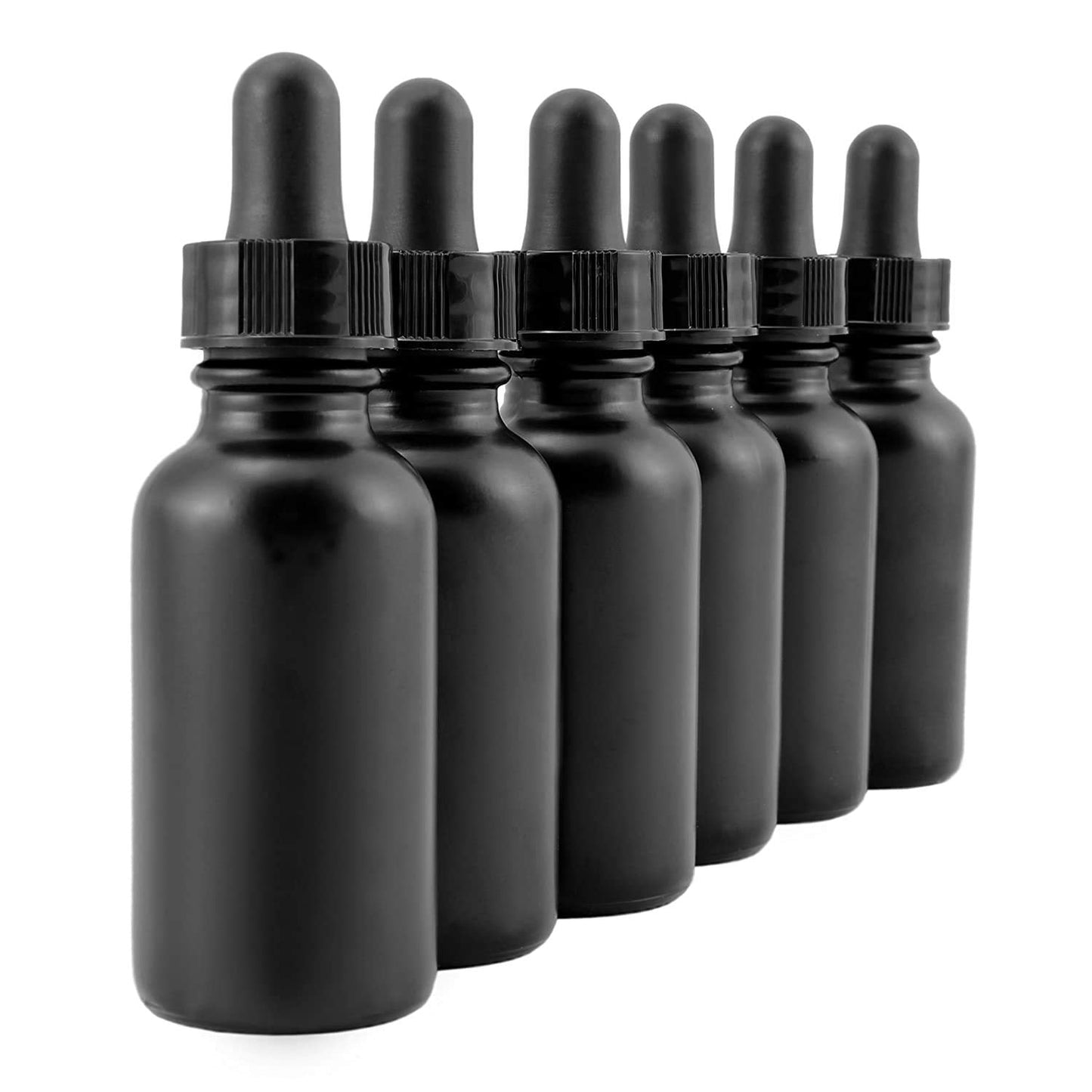 1oz Black Coated Glass UV Resistant Eye Dropper Bottles (6 pack)