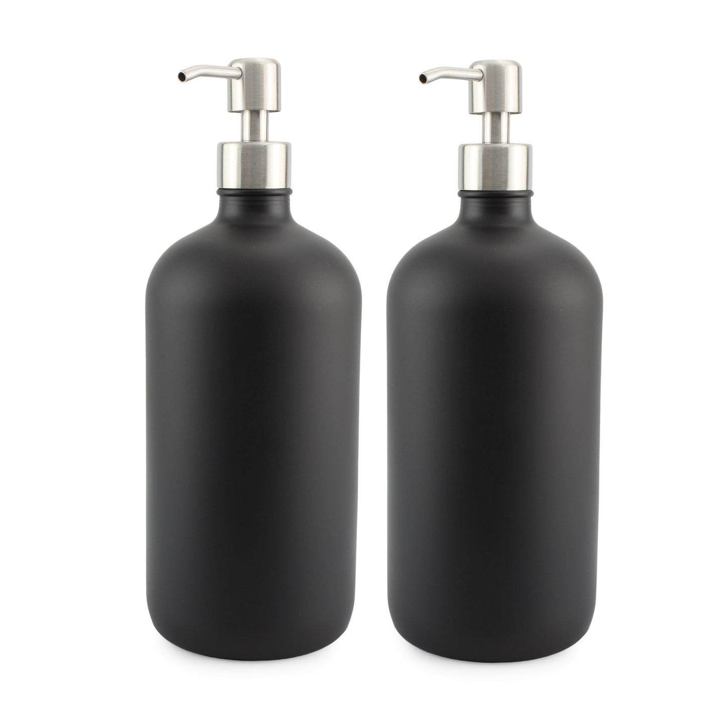32oz Black Glass Pump Bottles w/ Stainless Steel Pumps (2-Pack) - sh2147cb0