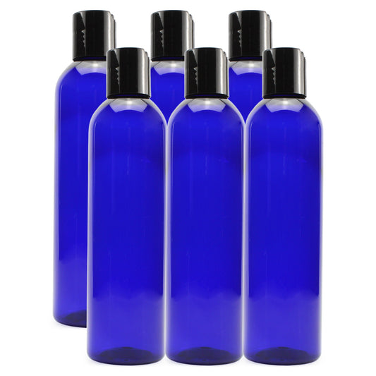 8oz Empty Plastic Squeeze Bottles w/Disc Top Flip Cap (6 pack, Blue) - sh1260cb08ozBL
