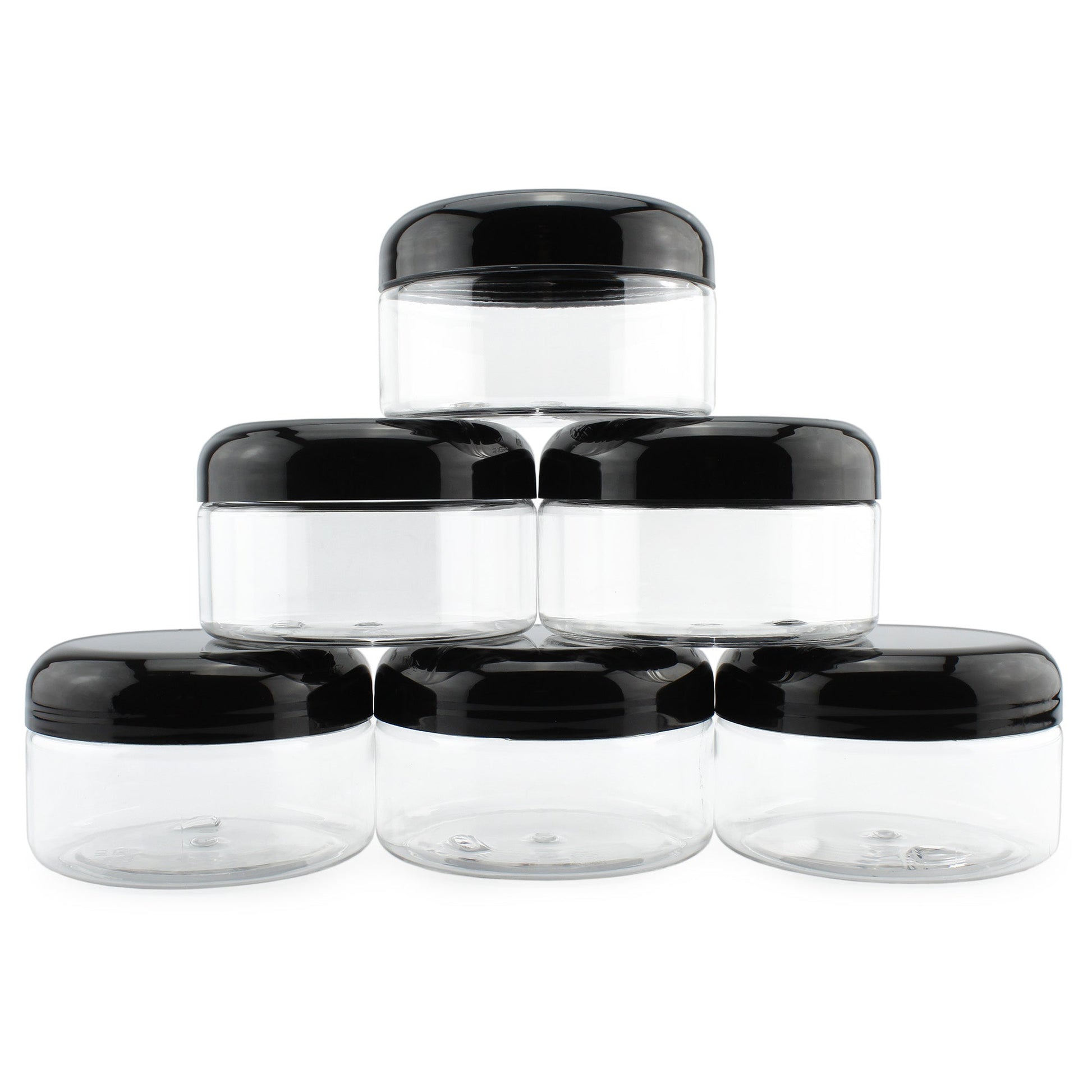 8oz Clear Plastic Jars w/ Black Plastic Lids (Case of 144) - SH_1323_CASE