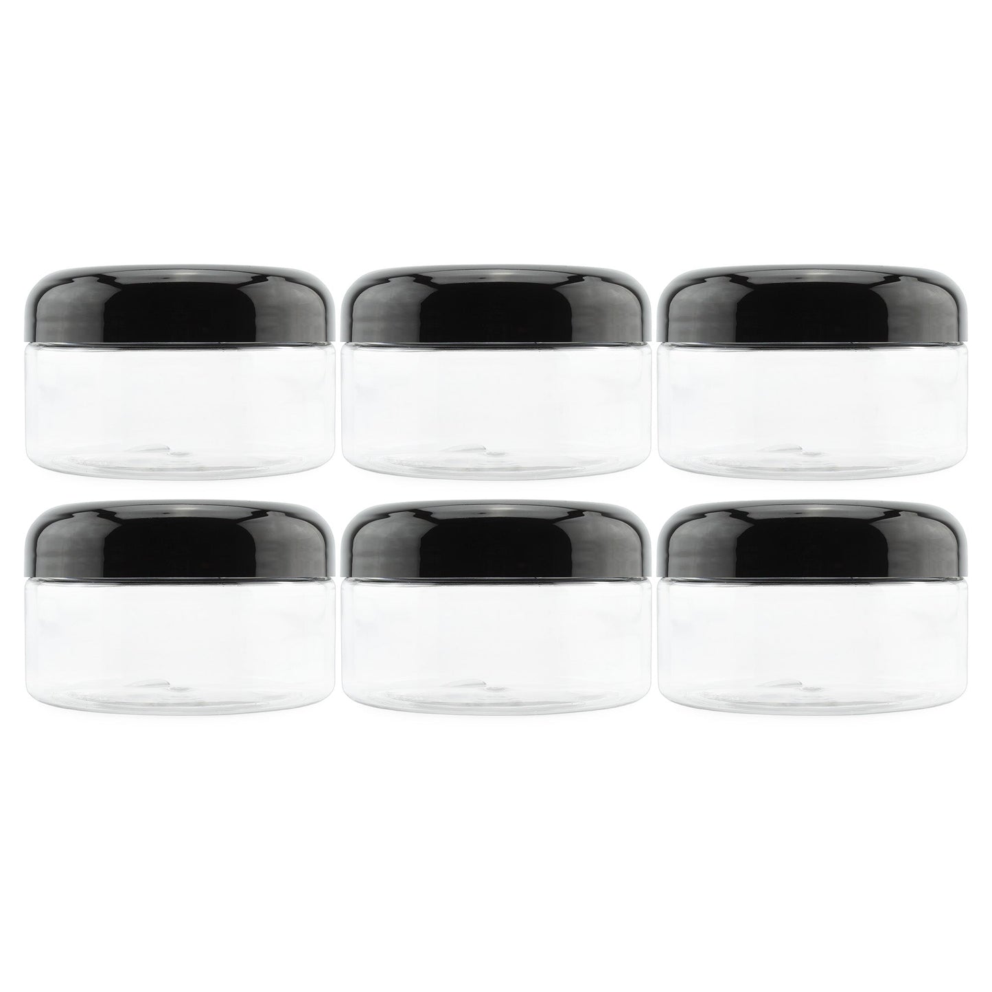 8oz Clear Plastic Jars with Black Plastic Lids (6 pack) - sh1323cb0mnw