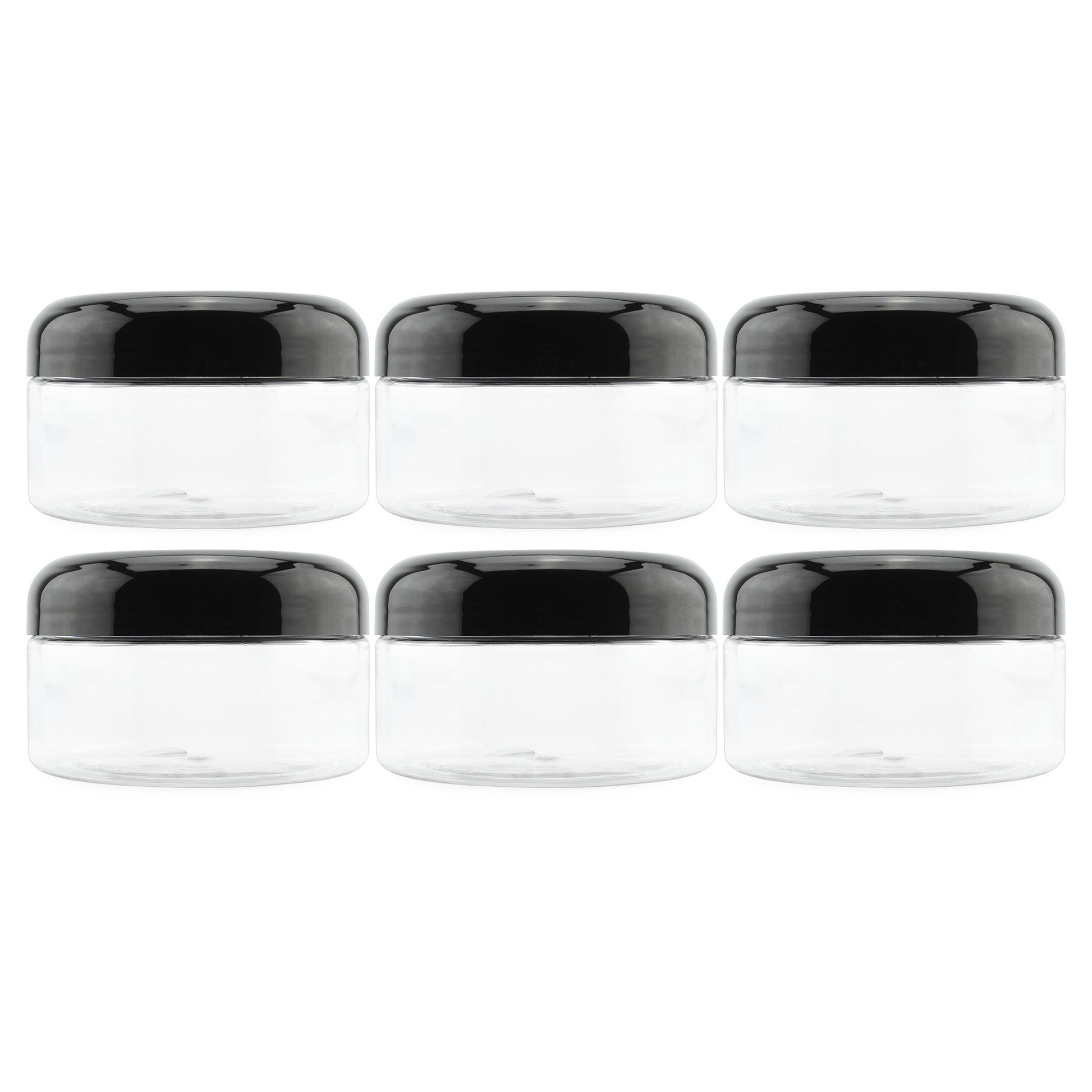 8oz Clear Plastic Jars w/ Black Plastic Lids (Case of 144) - SH_1323_CASE