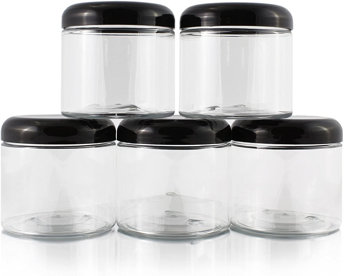 16oz Clear Plastic Jars w/Domed Lids (6 pack) - sh1324cb016