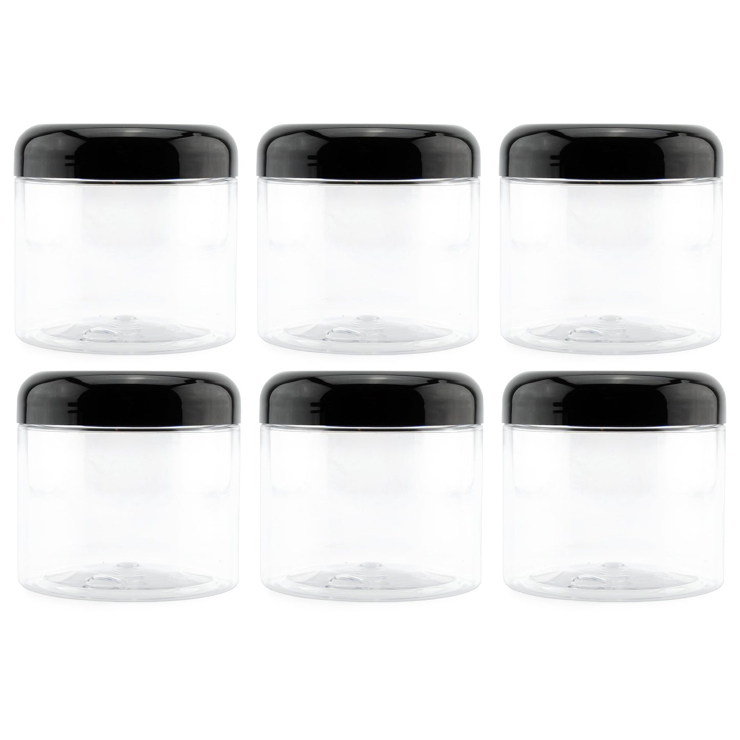 16oz Clear Plastic Jars w/Domed Lids (6 pack) - sh1324cb016