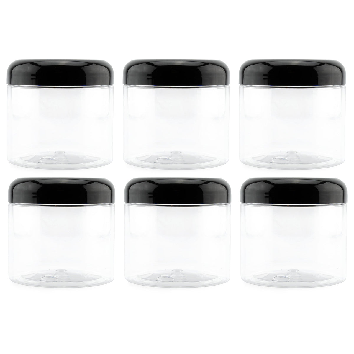 16oz Clear Plastic Jars w/Domed Lids (Case of 144)