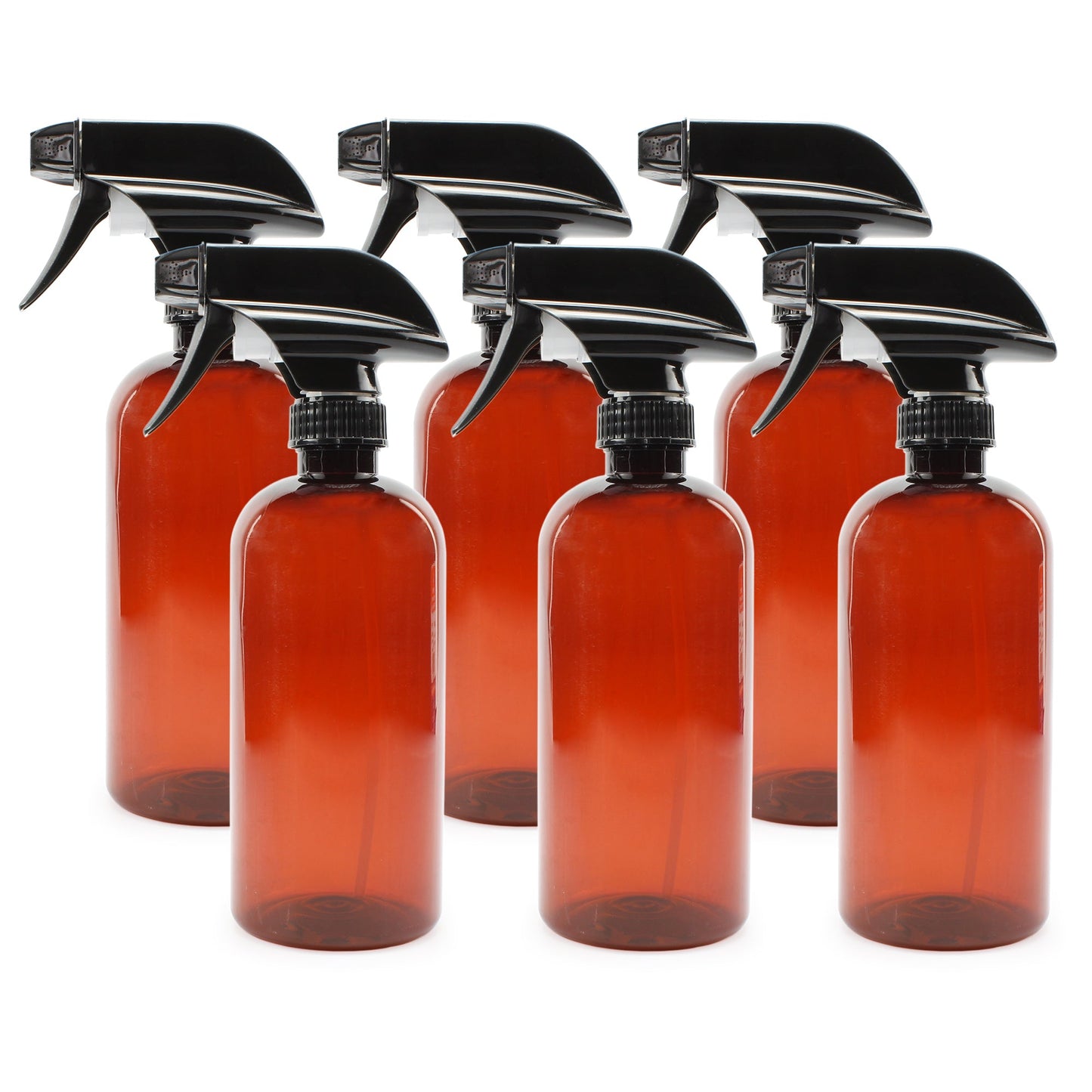 16oz Amber PLASTIC Spray Bottles w/ Heavy Duty Mist & Stream Sprayers (6-pack) - sh1268cb0mnw