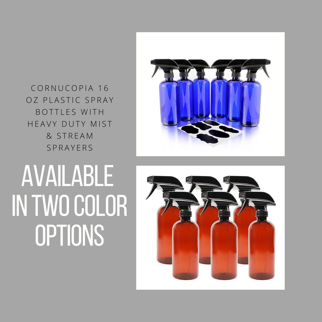 16oz Cobalt Blue PLASTIC Spray Bottles w/Heavy Duty Mist & Stream Sprayers (6-pack) - sh1269cb0mnw