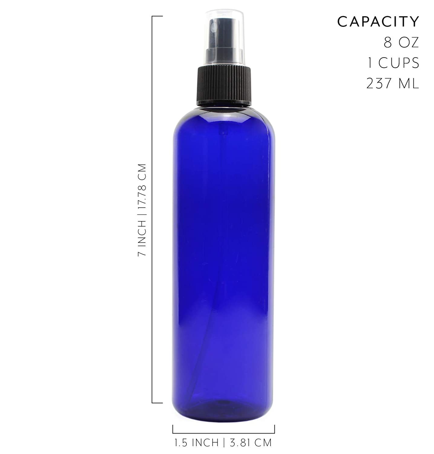8oz Colored Plastic PET Spray Bottles w/ Fine Mist Atomizers (6-pack)