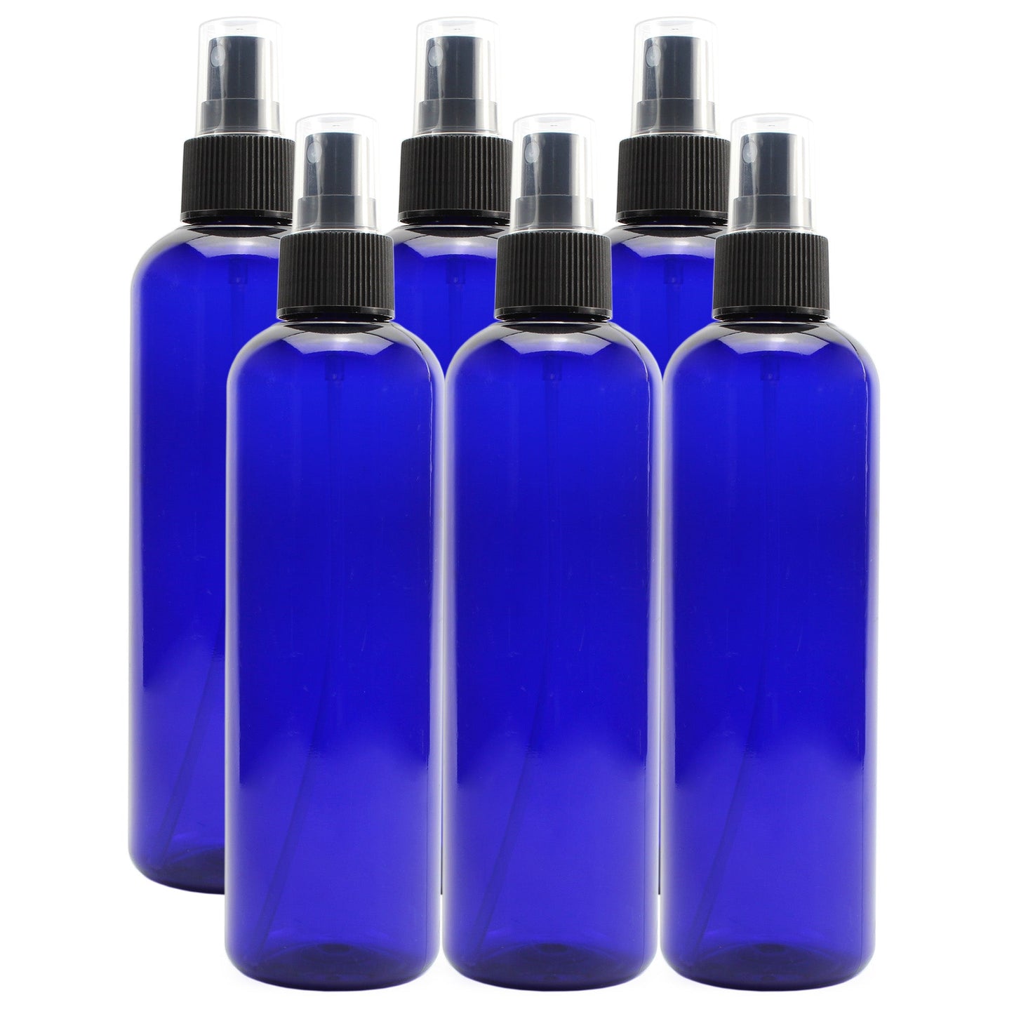 8oz Blue Plastic PET Spray Bottles w/ Fine Mist Atomizers (Case of 198) - SH_1416_CASE