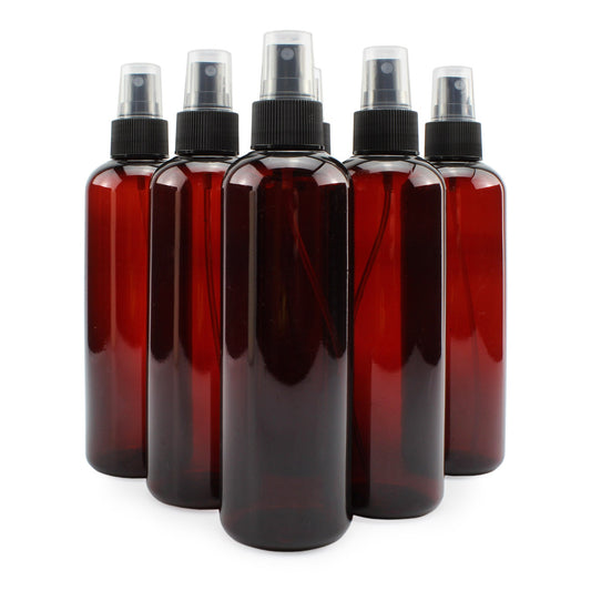 8oz Amber Brown Plastic Spray Bottles with Fine Mist Atomizers (6-Pack) - sh1417cb0Brown